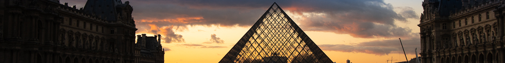 sunset at the Louvre Pyramid